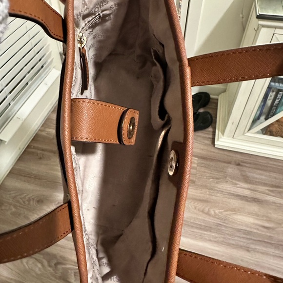 Michael Kors Caramel Saffiano Leather Mini Tote with Gold MK Emblem - Picture 6 of 7